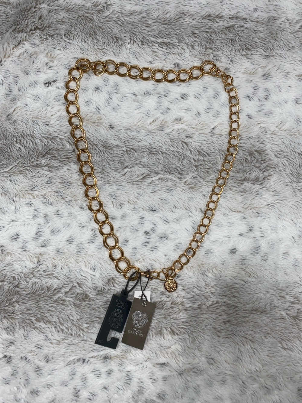 Vince Camuto Gold Link Necklace with Coin Pendant